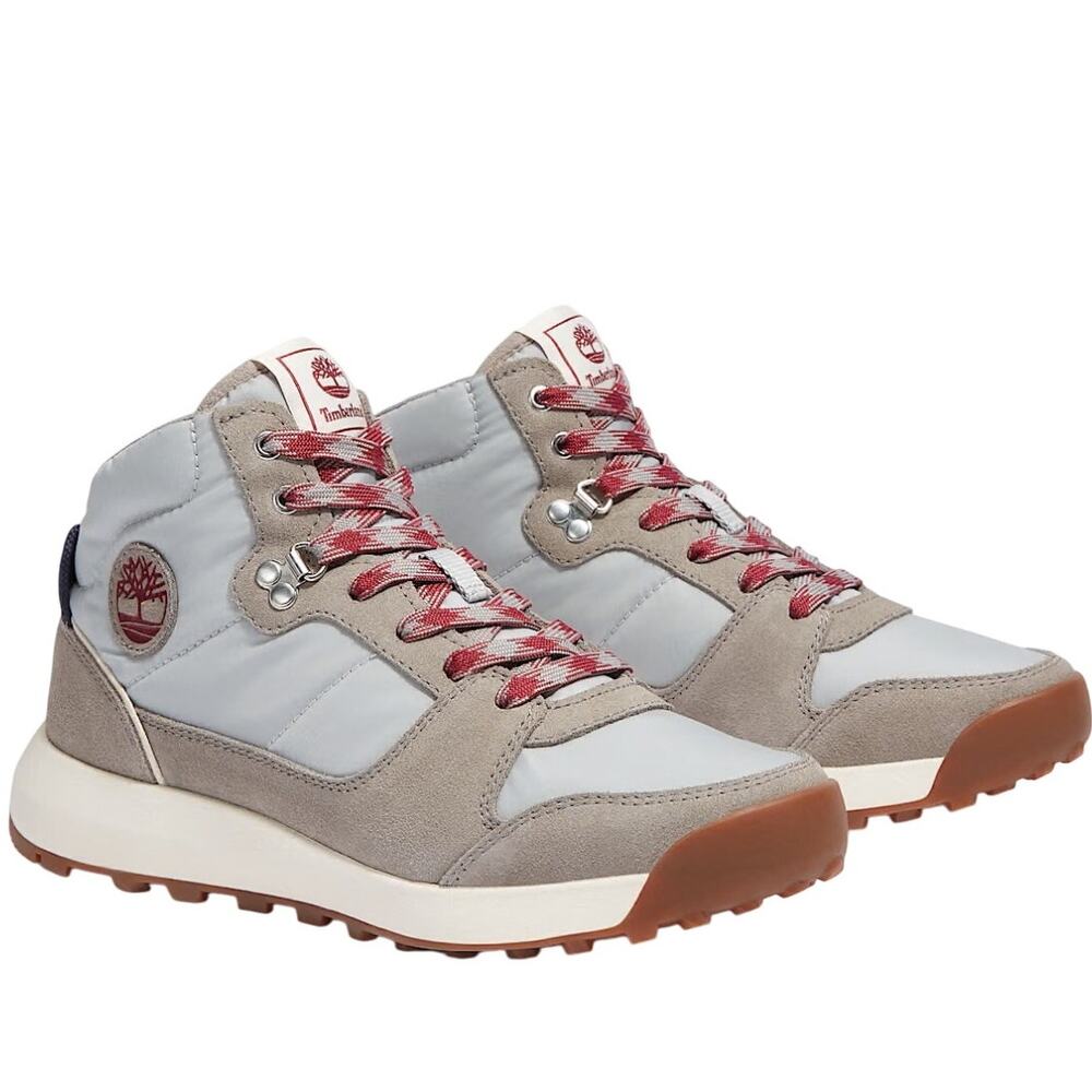 Timberland Retro Swift Women High Top Lace Sneakers - Light Grey Woven - Size: 8